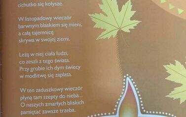Ilustracja z książki z wierszem pt. "Dzień Zaduszny".
