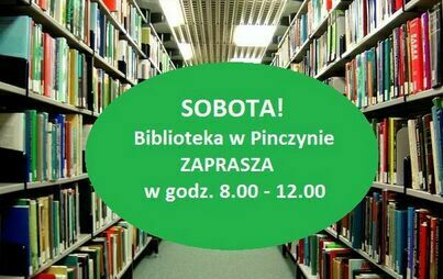 Informacja o czynnej bibliotece w Pinczynie w sobotę 4 listopada w godz.8-12