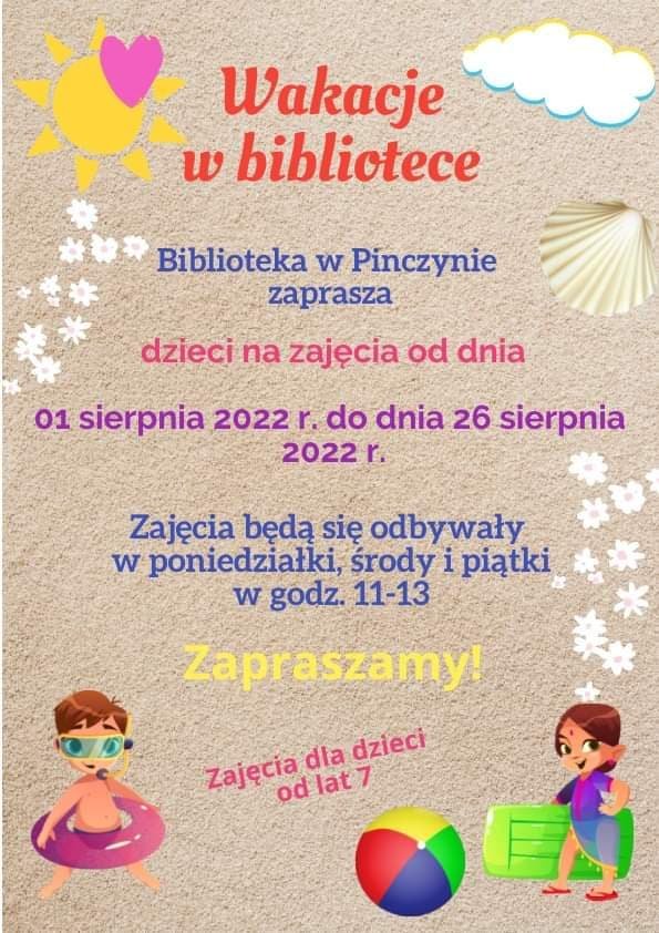 Zaproszenie na zajęcia dla dzieci w bibliotece