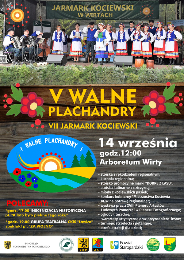 Plakat zapraszający na&nbsp;Walne Plachandry 14 września o&nbsp;godz. 12.00 w&nbsp;Wirtach