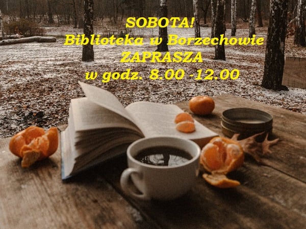 Informacja o&nbsp;czynnej bibliotece w&nbsp;sobotę w&nbsp;Borzechowie w&nbsp;godz.8-12