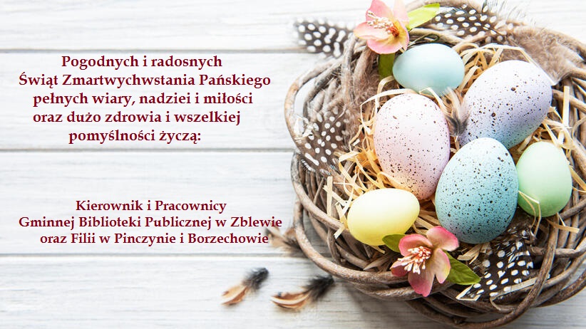 Kartka z&nbsp;życzeniami na&nbsp;Święta. Grafika kosza z&nbsp;jajkami