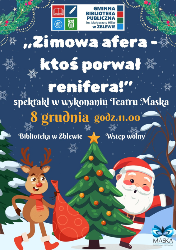 Teatrzyk dla dzieci 8 grudnia o&nbsp;godz.11.00 w&nbsp;bibliotece w&nbsp;Zblewie